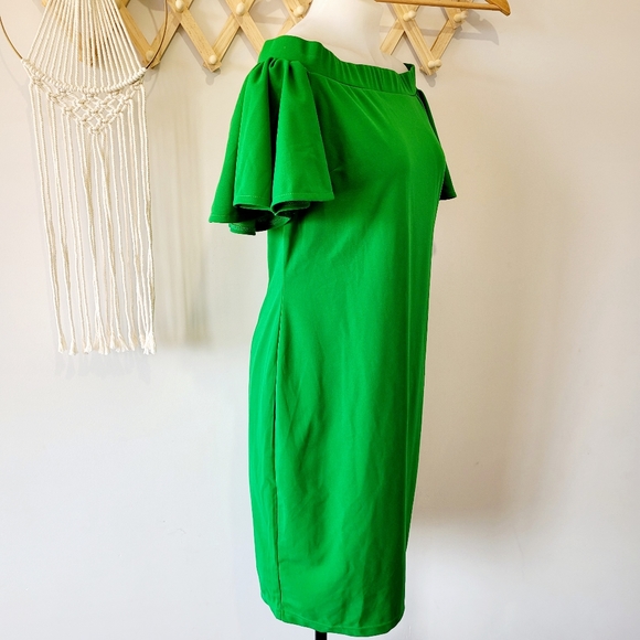 TEABERRY Emerald Green Off Shoulder Dress (s14)NWT - Picture 4 of 14